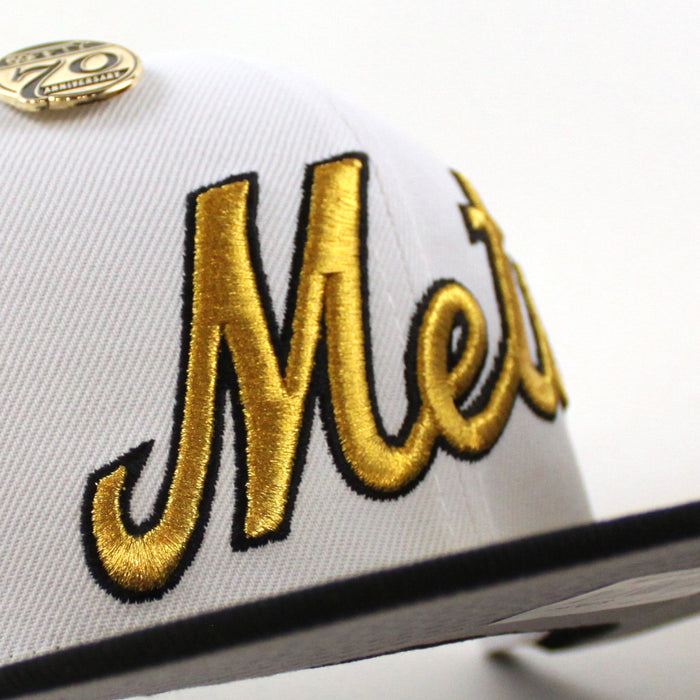 New York Mets 5950 Days Shea Stadium New Era 59Fifty Fitted Hat (White Gold Black Gray Under Brim)