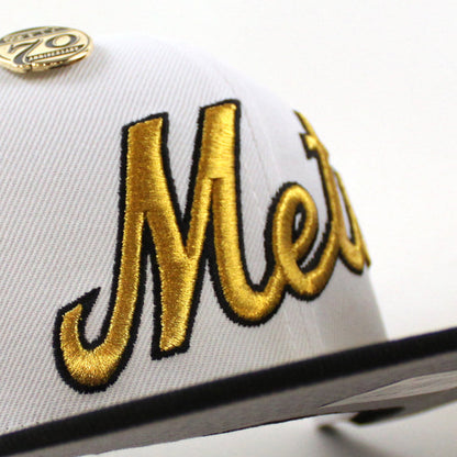 New York Mets 5950 Days Shea Stadium New Era 59Fifty Fitted Hat (White Gold Black Gray Under Brim)