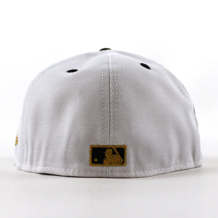 New York Mets 5950 Days Shea Stadium New Era 59Fifty Fitted Hat (White Gold Black Gray Under Brim)