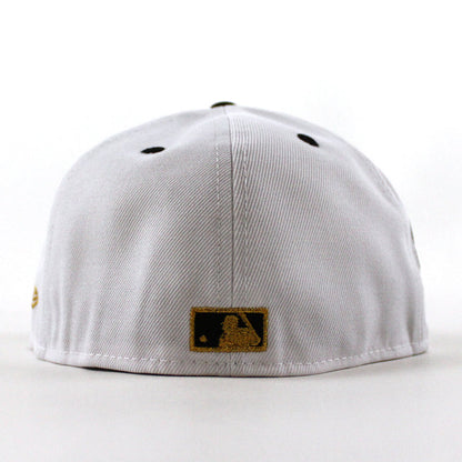 New York Mets 5950 Days Shea Stadium New Era 59Fifty Fitted Hat (White Gold Black Gray Under Brim)