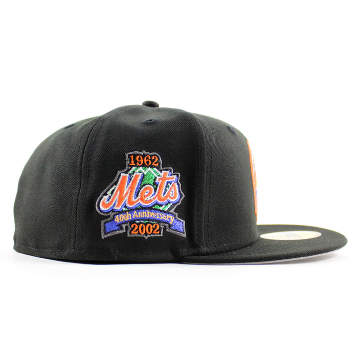 New York Mets (Drippy Logo) 25th Anniversary New Era 59Fifty Fitted Hat (Black Gray Under Brim)