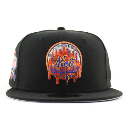 New York Mets (Drippy Logo) 25th Anniversary New Era 59Fifty Fitted Hat (Black Gray Under Brim)