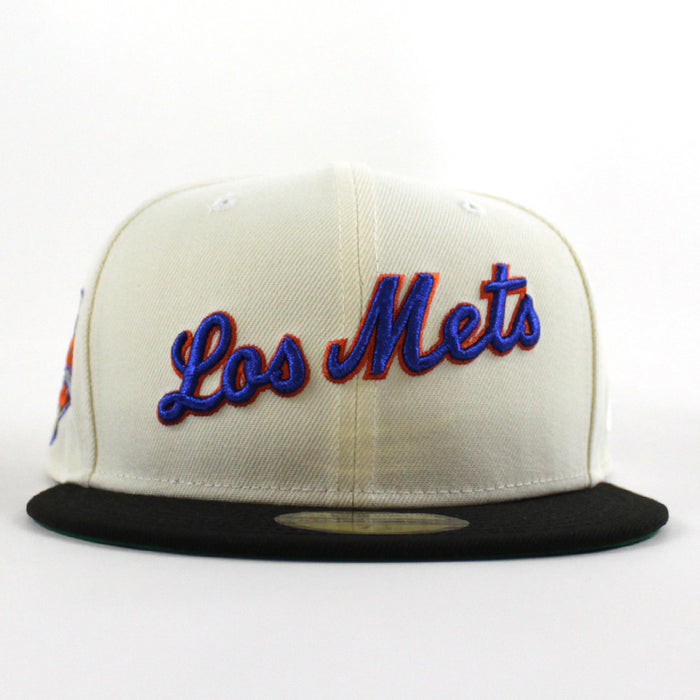 New York Mets (Los Mets) 50TH Anniversary New Era 59Fifty Fitted Hat (CHROME WHITE Black GREEN Under Brim)
