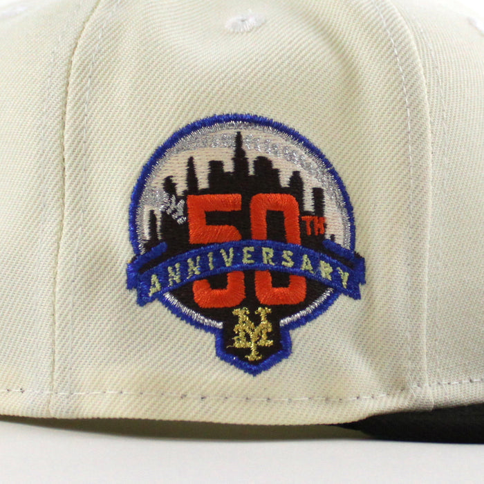 New York Mets (Los Mets) 50TH Anniversary New Era 59Fifty Fitted Hat (CHROME WHITE Black GREEN Under Brim)
