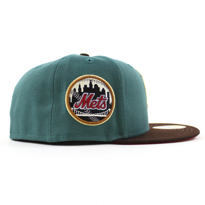 New York Mets Mets SidePatch New Era 59Fifty Fitted Hat (Needle Burnt Wood Pinot Red Under Brim)