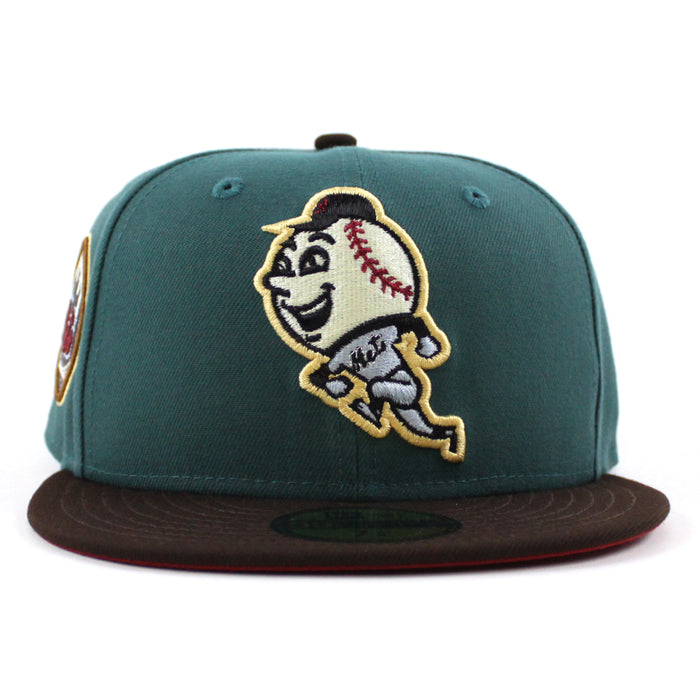 New York Mets Mets SidePatch New Era 59Fifty Fitted Hat (Needle Burnt Wood Pinot Red Under Brim)