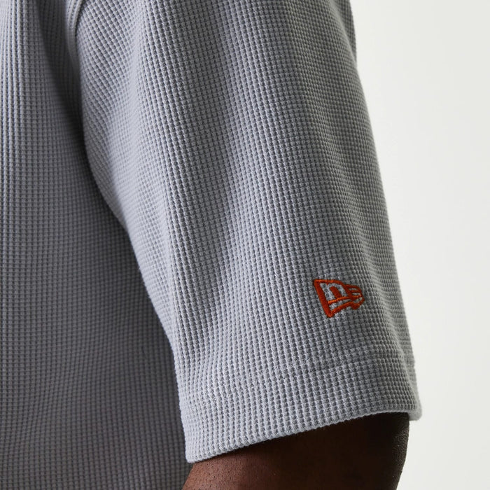 The Male model is wearing New York Mets MLB Waffle Grey Oversized T-Shirt 4
