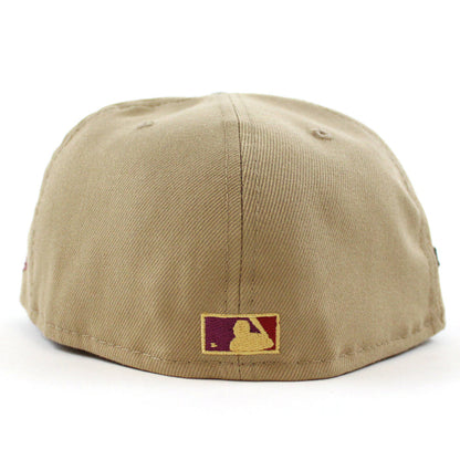 New York Yankees 100 Years New Era 59Fifty Fitted Hat (GITD KHAKI BURNT WOOD SCARLET Under Brim)