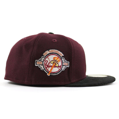 New York Yankees 1949 World Series 100TH ANNIVERSARY New Era 59Fifty Fitted Hat (Maroon Corduroy Gray Under Brim)