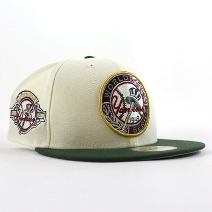 New York Yankees 1949 World Series 100TH ANNIVERSARY New Era 59Fifty Fitted Hat (Chrome White Cilantro Green Gray Under Brim)
