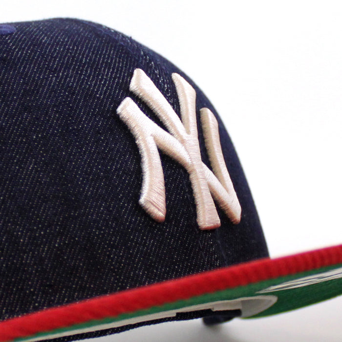 New York Yankees 1999 World Series New Era 59Fifty Fitted Hat (Navy Denim Scarlet Corduroy Green Under Brim)