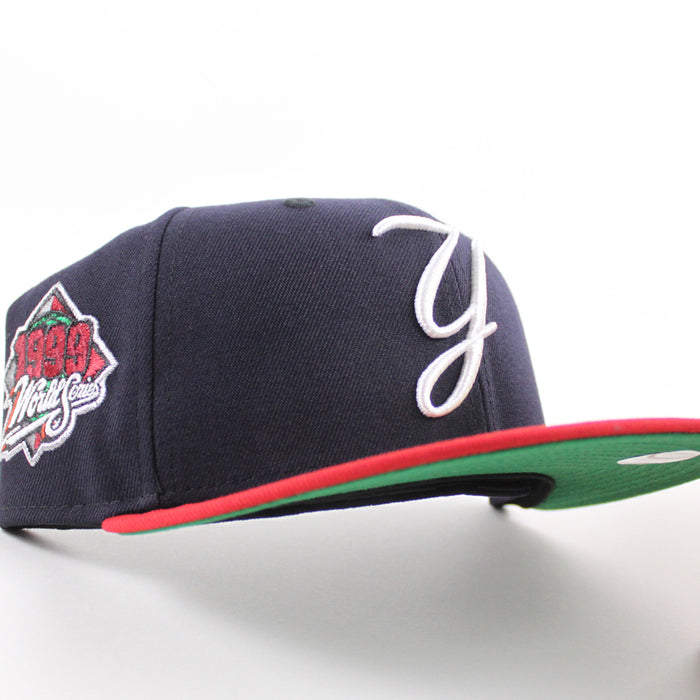 New York Yankees 1999 World Series New Era 59Fifty Fitted Hat (Navy Scarlet Red Green Under Brim)