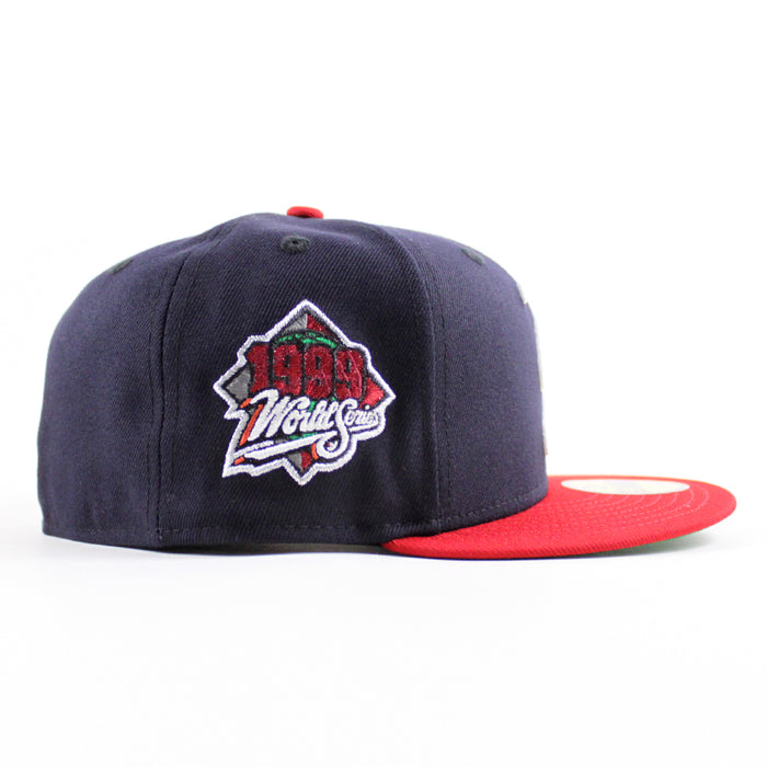 New York Yankees 1999 World Series New Era 59Fifty Fitted Hat (Navy Scarlet Red Green Under Brim)