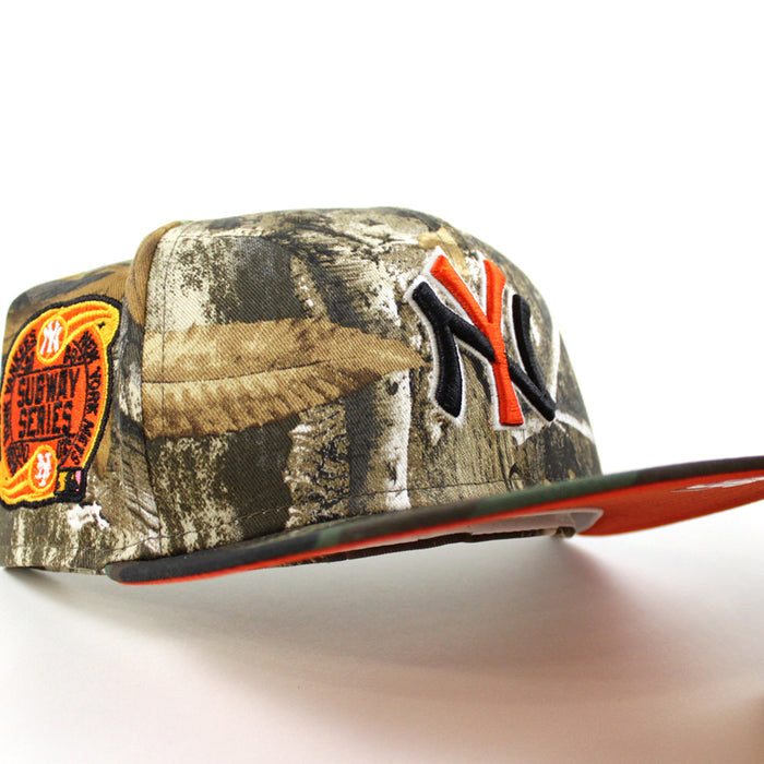 New York Yankees 2000 Subway Series New Era 59Fifty Fitted Hat (RealTree Camo WoodLand Camo Orange Under Brim)