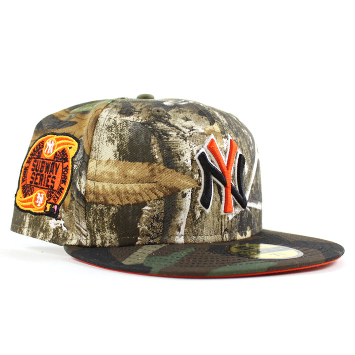 New York Yankees 2000 Subway Series New Era 59Fifty Fitted Hat (RealTree Camo WoodLand Camo Orange Under Brim)
