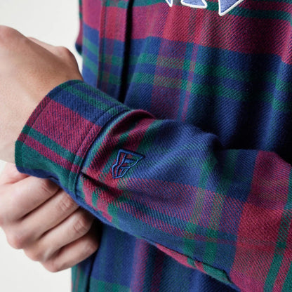 The Male model is wearing New York Yankees MLB Check Navy Long Sleeve Shirt 5