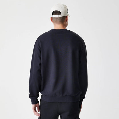 The Male model is wearing New York Yankees MLB Script Black Crew Neck Sweater 2