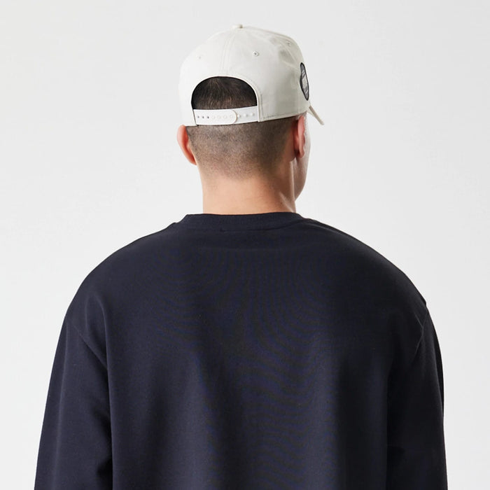 The Male model is wearing New York Yankees MLB Script Black Crew Neck Sweater 7
