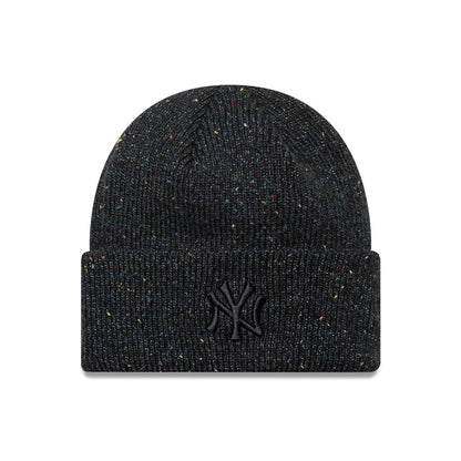 This is a New York Yankees Womens MLB Glitter Black Cuff Knit Beanie Hat 1