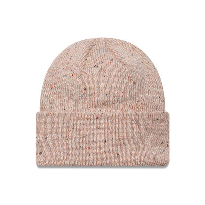 This is a New York Yankees Womens MLB Glitter Pastel Pink Cuff Knit Beanie Hat 2