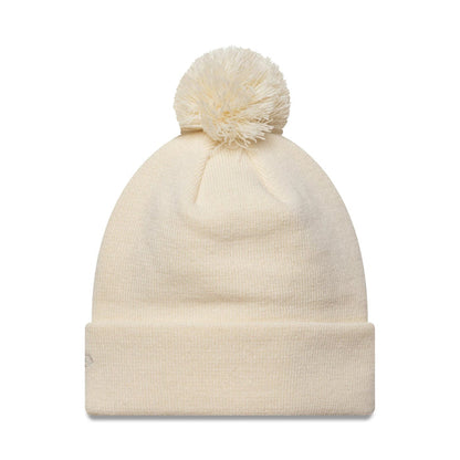 This is a New York Yankees Womens MLB Metallic Light Beige Cuff Knit Beanie Hat 2