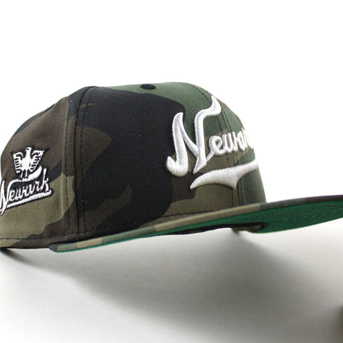 Newark Eagles New Era 59Fifty Fitted Hat (WoodLand Camo Green Under Brim)