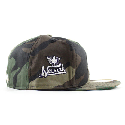 Newark Eagles New Era 59Fifty Fitted Hat (WoodLand Camo Green Under Brim)