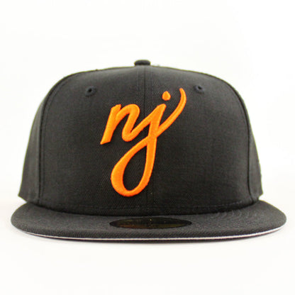 NJ Script New Era 59Fifty Fitted Hat (Black Orange Gray Under Brim)