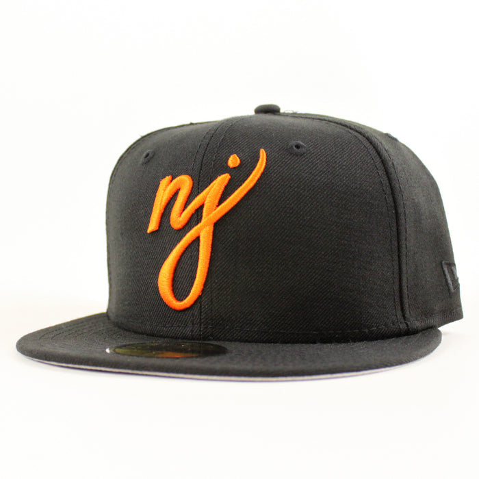 NJ Script New Era 59Fifty Fitted Hat (Black Orange Gray Under Brim)