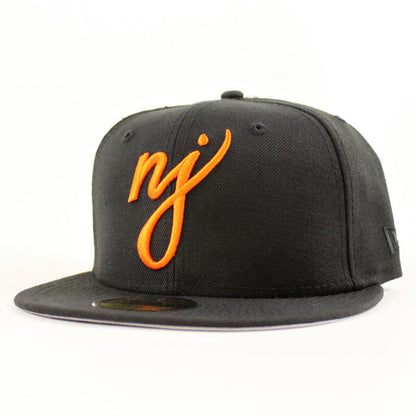 NJ Script New Era 59Fifty Fitted Hat (Black Orange Gray Under Brim)