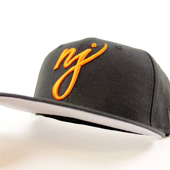 NJ Script New Era 59Fifty Fitted Hat (Black Orange Gray Under Brim)