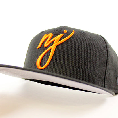 NJ Script New Era 59Fifty Fitted Hat (Black Orange Gray Under Brim)
