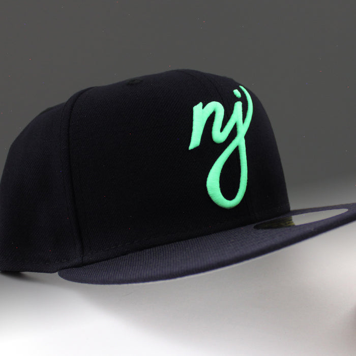 NJ Script New Era 59Fifty Fitted Hat (GITD NAVY Gray Under Brim)