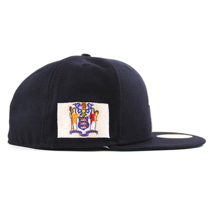 NJ Script New Era 59Fifty Fitted Hat (Navy Green Under Brim)