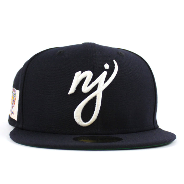 NJ Script New Era 59Fifty Fitted Hat (Navy Green Under Brim)