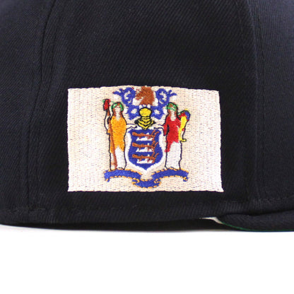 NJ Script New Era 59Fifty Fitted Hat (Navy Green Under Brim)