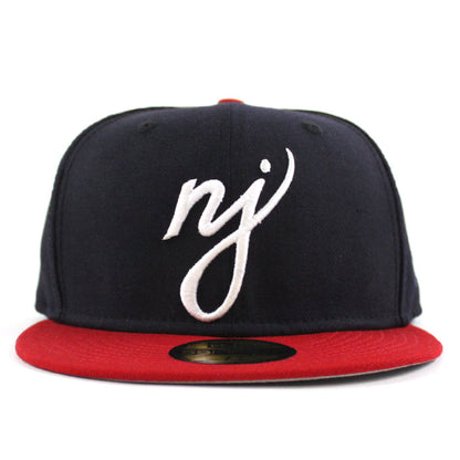 NJ Script New Era 59Fifty Fitted Hat (Navy Red Gray Under Brim)