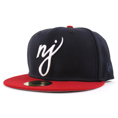 NJ Script New Era 59Fifty Fitted Hat (Navy Red Gray Under Brim)