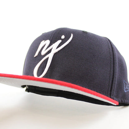 NJ Script New Era 59Fifty Fitted Hat (Navy Red Gray Under Brim)