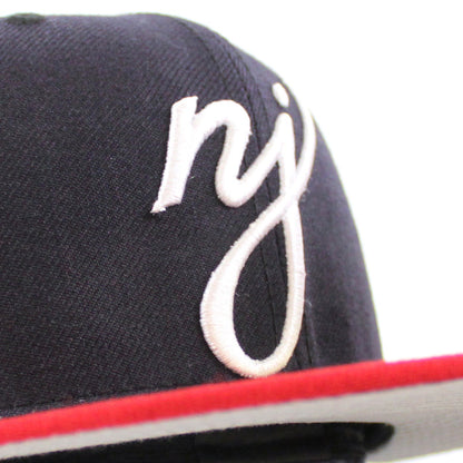 NJ Script New Era 59Fifty Fitted Hat (Navy Red Gray Under Brim)