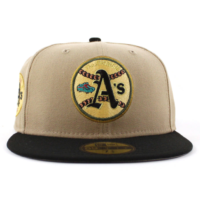 Oakland Athletics 1973 All Star Game New Era 59Fifty Fitted Hat (Camel Black Gray Under Brim)