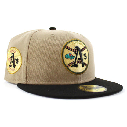 Oakland Athletics 1973 All Star Game New Era 59Fifty Fitted Hat (Camel Black Gray Under Brim)
