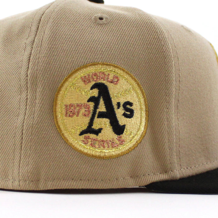 Oakland Athletics 1973 All Star Game New Era 59Fifty Fitted Hat (Camel Black Gray Under Brim)