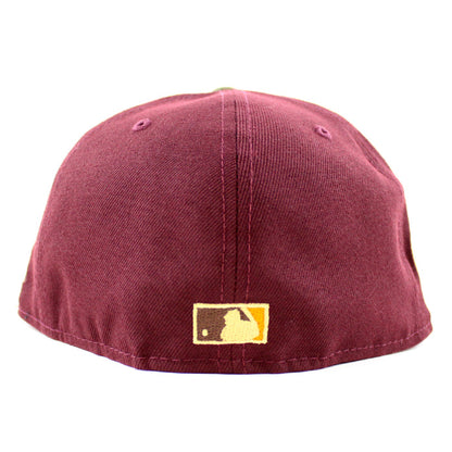 Oakland Athletics 1973 World Series New Era 59Fifty Fitted Hat (MAROON NEW OLIVE TOASTED PEANUT Under Brim)