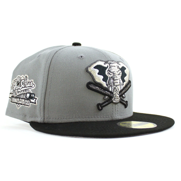 Oakland Athletics 1989 World Series Era 59Fifty Fitted Hat (Misty Morning Black Gray Under Brim)