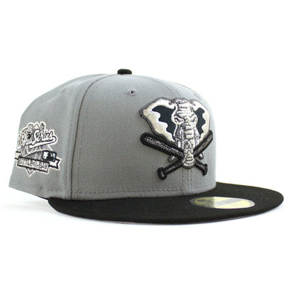 Oakland Athletics 1989 World Series Era 59Fifty Fitted Hat (Misty Morning Black Gray Under Brim)