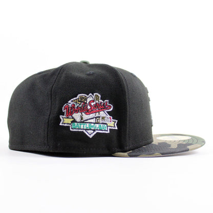Oakland Athletics 1989 World Series New Era 59Fifty Fitted Hat (Black WoodLand Camo Gray Under Brim)