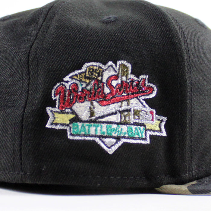 Oakland Athletics 1989 World Series New Era 59Fifty Fitted Hat (Black WoodLand Camo Gray Under Brim)