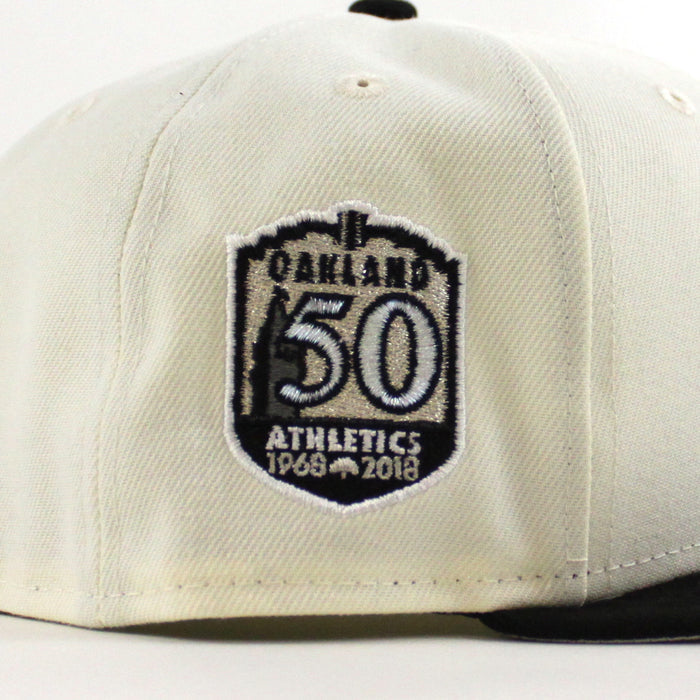 Oakland Athletics 50 Anniversary New Era 59Fifty Fitted Hat (Chrome White Black Metallic Silver Under Brim)