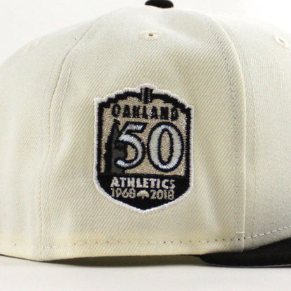 Oakland Athletics 50 Anniversary New Era 59Fifty Fitted Hat (Chrome White Black Metallic Silver Under Brim)